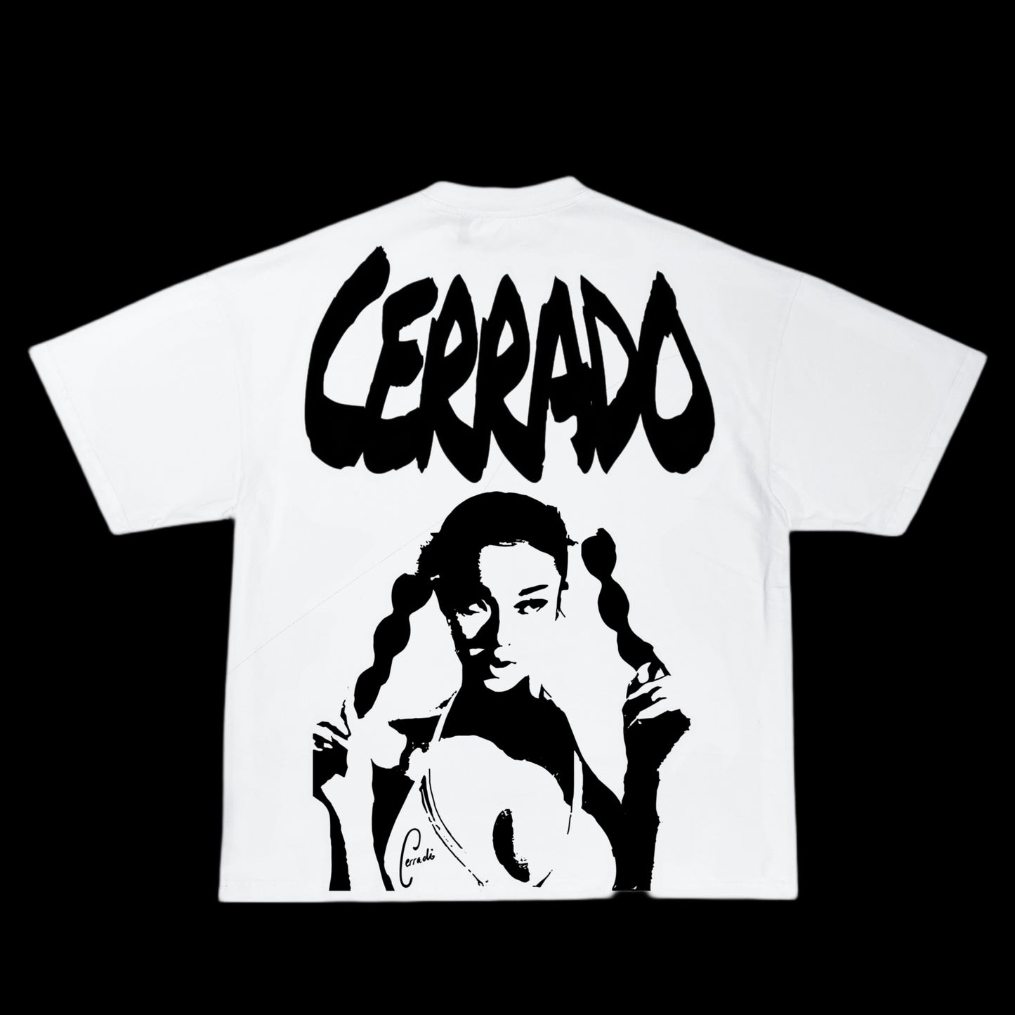 White retro CERRADO bikini girl oversized T-shirt