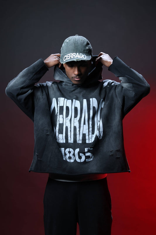 CERRADO “1865” grey distressed hoodie